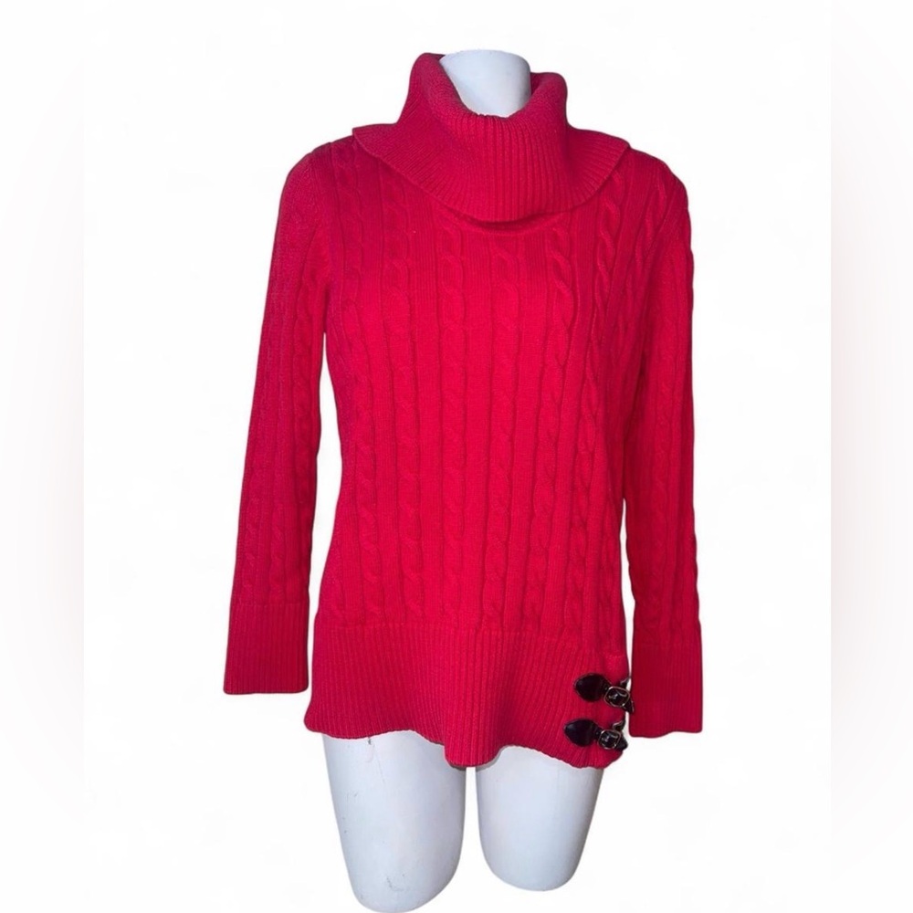 Calvin Klein Womens large Sweater Cable Knit Cowl Neck turtleneck Top sweater